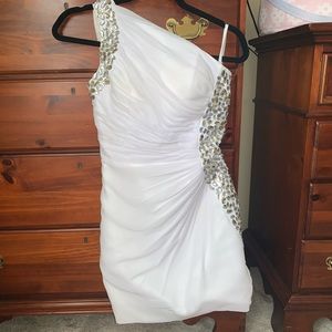 One shoulder jeweled bodycon dress